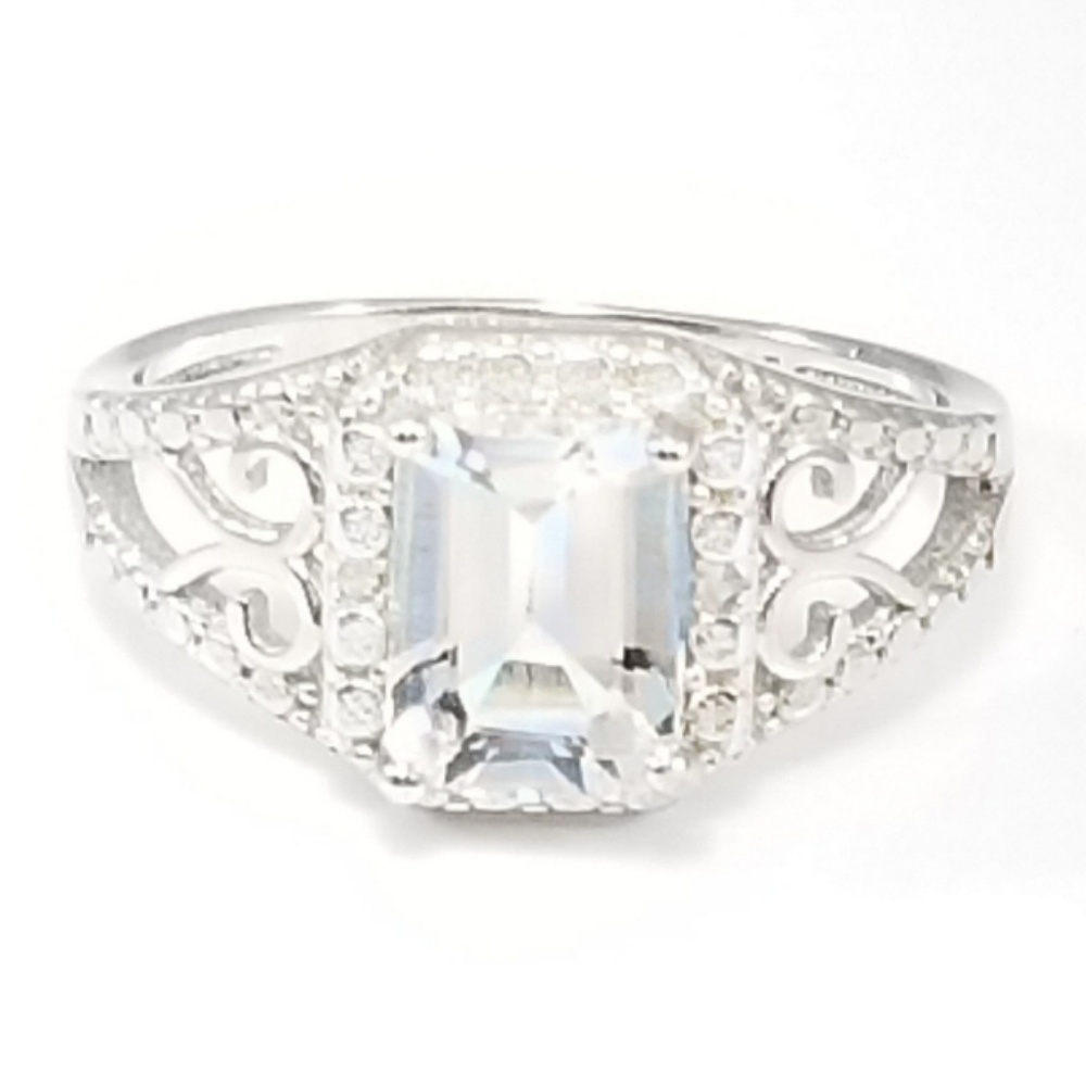 Sterling Silver Aquamarine Ring Size 8